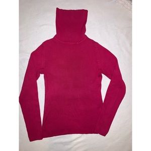 Hot pink ribbed turtleneck